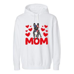 Valentine's Day Hearts Love French Bulldog Mom Animal Lovers Great Gift Garment-Dyed Fleece Hoodie