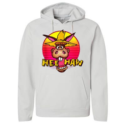 Vitage Donkey Hee Haw Farming Life Farm Animal Farmer Performance Fleece Hoodie