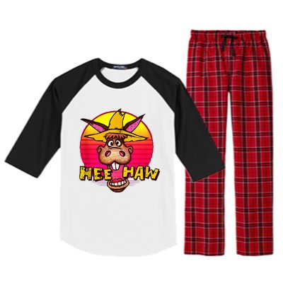 Vitage Donkey Hee Haw Farming Life Farm Animal Farmer Raglan Sleeve Pajama Set