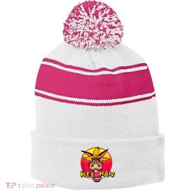 Vitage Donkey Hee Haw Farming Life Farm Animal Farmer Stripe Pom Pom Beanie