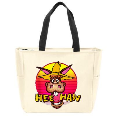 Vitage Donkey Hee Haw Farming Life Farm Animal Farmer Zip Tote Bag