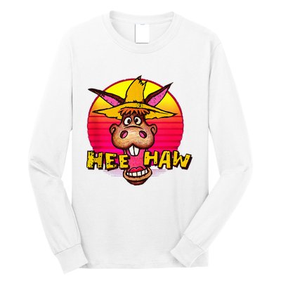 Vitage Donkey Hee Haw Farming Life Farm Animal Farmer Long Sleeve Shirt