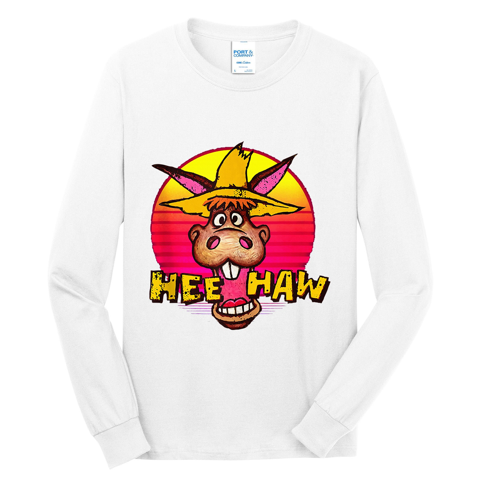 Vitage Donkey Hee Haw Farming Life Farm Animal Farmer Tall Long Sleeve T-Shirt