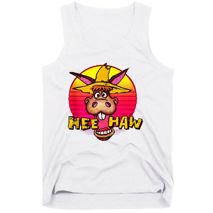 Vitage Donkey Hee Haw Farming Life Farm Animal Farmer Tank Top