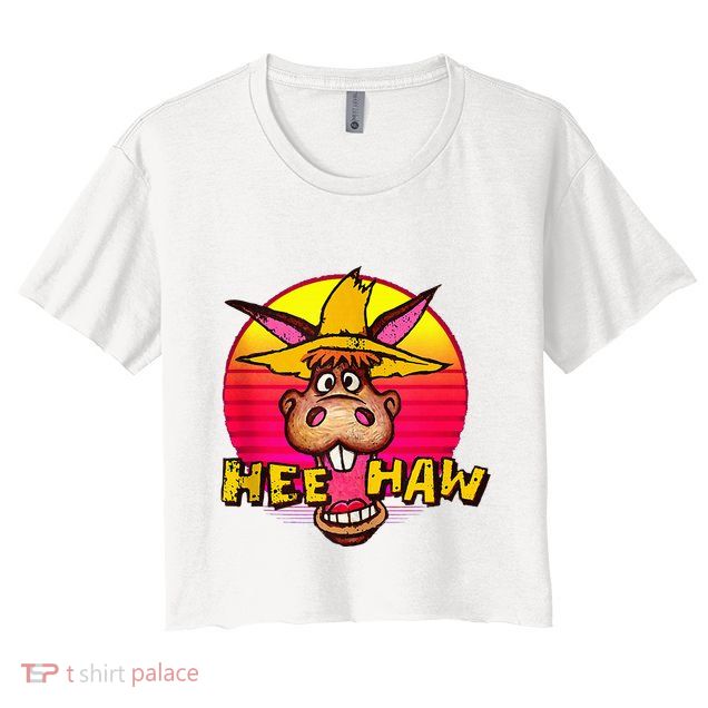 Vitage Donkey Hee Haw Farming Life Farm Animal Farmer Crop Top