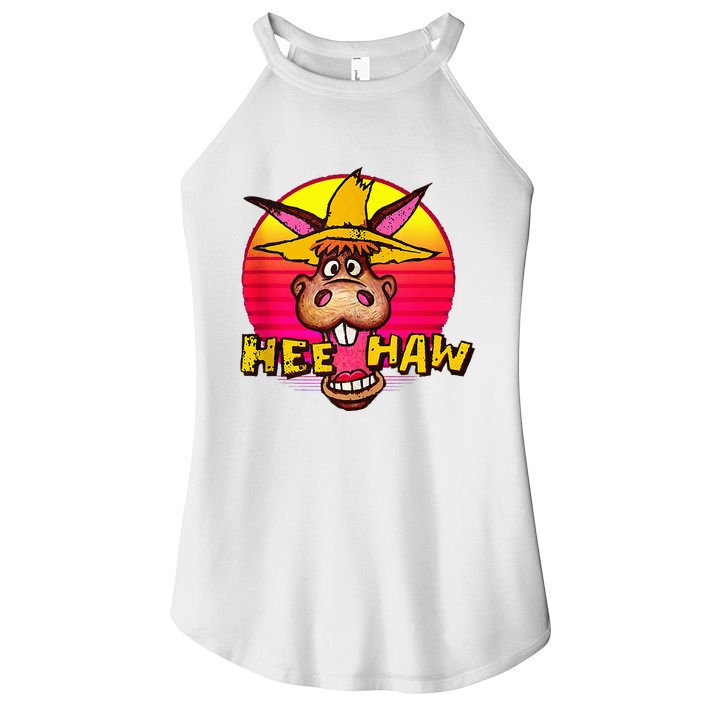 Vitage Donkey Hee Haw Farming Life Farm Animal Farmer Women's Perfect Tri Rocker Tank