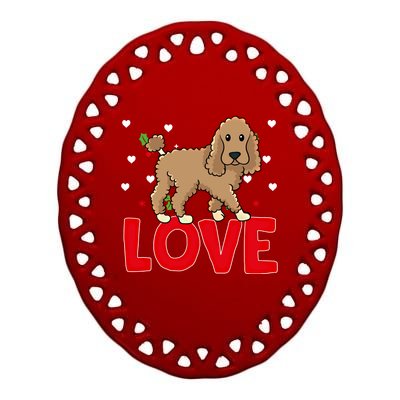 Valentine's Day Hearts Love Poodle Animal Lovers Meaningful Gift Ceramic Oval Ornament