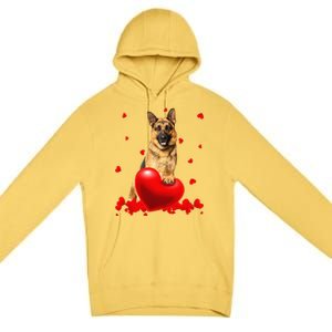 Valentine's Day Heart Couple German Shepherd Dog Puppy Lover Premium Pullover Hoodie