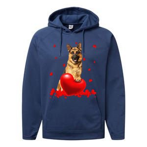 Valentine's Day Heart Couple German Shepherd Dog Puppy Lover Performance Fleece Hoodie