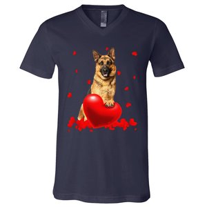 Valentine's Day Heart Couple German Shepherd Dog Puppy Lover V-Neck T-Shirt