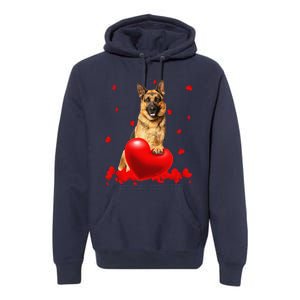 Valentine's Day Heart Couple German Shepherd Dog Puppy Lover Premium Hoodie