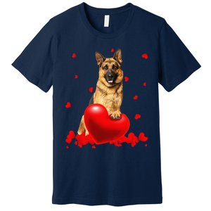 Valentine's Day Heart Couple German Shepherd Dog Puppy Lover Premium T-Shirt