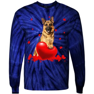 Valentine's Day Heart Couple German Shepherd Dog Puppy Lover Tie-Dye Long Sleeve Shirt