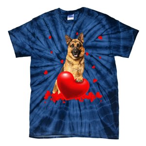 Valentine's Day Heart Couple German Shepherd Dog Puppy Lover Tie-Dye T-Shirt