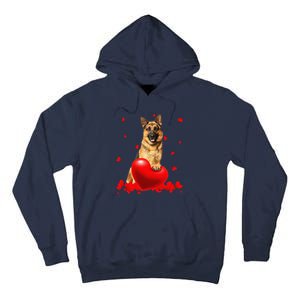 Valentine's Day Heart Couple German Shepherd Dog Puppy Lover Tall Hoodie