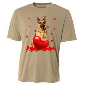 Valentine's Day Heart Couple German Shepherd Dog Puppy Lover Cooling Performance Crew T-Shirt