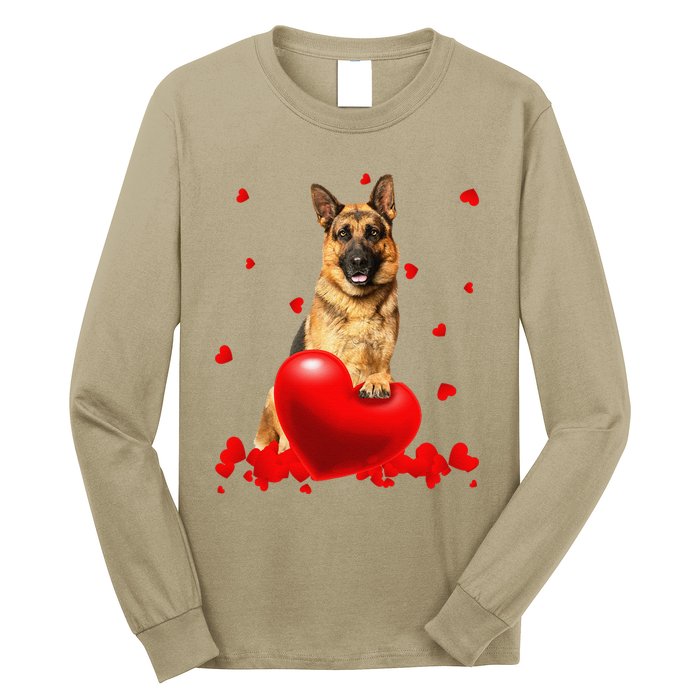 Valentine's Day Heart Couple German Shepherd Dog Puppy Lover Long Sleeve Shirt