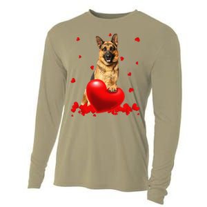 Valentine's Day Heart Couple German Shepherd Dog Puppy Lover Cooling Performance Long Sleeve Crew