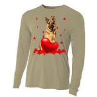 Valentine's Day Heart Couple German Shepherd Dog Puppy Lover Cooling Performance Long Sleeve Crew