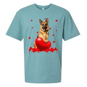 Valentine's Day Heart Couple German Shepherd Dog Puppy Lover Sueded Cloud Jersey T-Shirt