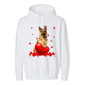 Valentine's Day Heart Couple German Shepherd Dog Puppy Lover Garment-Dyed Fleece Hoodie