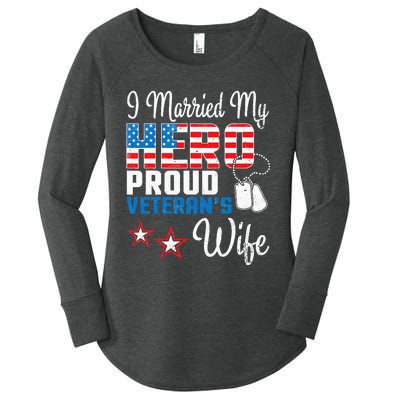 Veteran Day Husband I Married My Hero Proud VeteranS Wife Women's Perfect Tri Tunic Long Sleeve Shirt