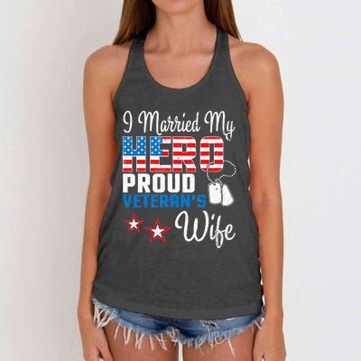 Veteran Day Husband I Married My Hero Proud VeteranS Wife Women's Knotted Racerback Tank