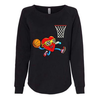 Valentines Day Heart Dunking Basketball Womens California Wash Sweatshirt