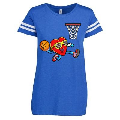 Valentines Day Heart Dunking Basketball Enza Ladies Jersey Football T-Shirt