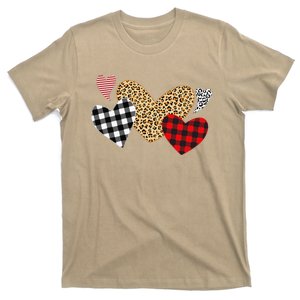 Valentines Day Hearts Love Leopard Plaid Women Love T-Shirt