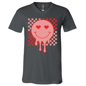 Valentines Day Hippie Heart Smile Retro V-Neck T-Shirt