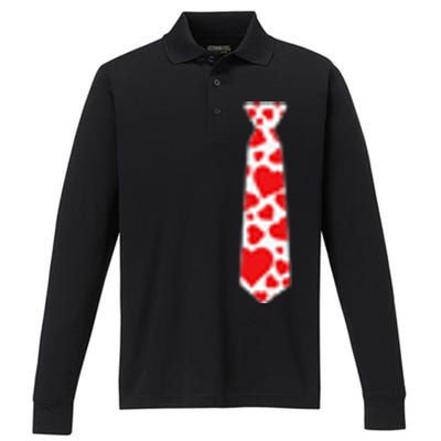 Valentine's Day Hearts Neck Tie For & Adults Performance Long Sleeve Polo