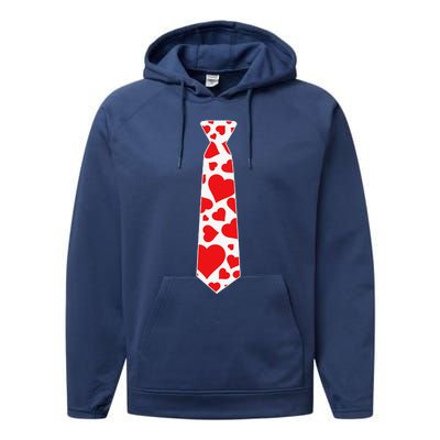 Valentine's Day Hearts Neck Tie For & Adults Performance Fleece Hoodie