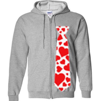 Valentine's Day Hearts Neck Tie For & Adults Full Zip Hoodie