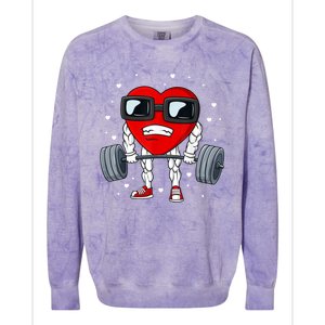 Valentines Day Heart Weightlifting Funny Deadlift Fitness Gift Colorblast Crewneck Sweatshirt