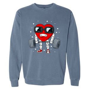 Valentines Day Heart Weightlifting Funny Deadlift Fitness Gift Garment-Dyed Sweatshirt