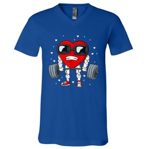 Valentines Day Heart Weightlifting Funny Deadlift Fitness Gift V-Neck T-Shirt