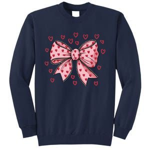 ValentineS Day Heart Coquette Bow Tall Sweatshirt