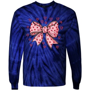 ValentineS Day Heart Coquette Bow Tie-Dye Long Sleeve Shirt