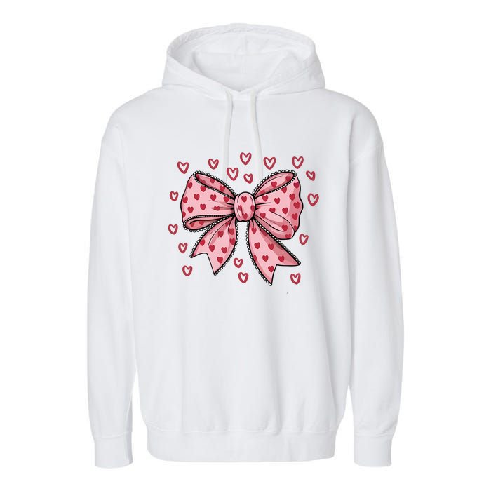 ValentineS Day Heart Coquette Bow Garment-Dyed Fleece Hoodie