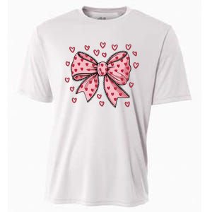 ValentineS Day Heart Coquette Bow Cooling Performance Crew T-Shirt