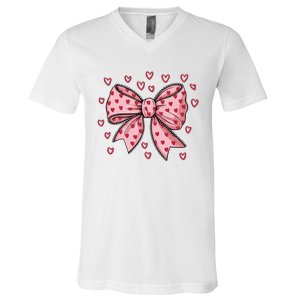 ValentineS Day Heart Coquette Bow V-Neck T-Shirt