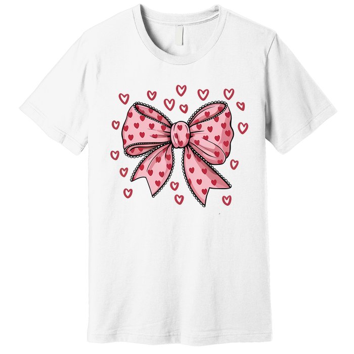 ValentineS Day Heart Coquette Bow Premium T-Shirt