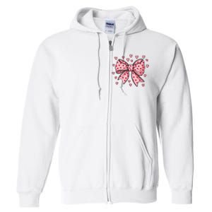 ValentineS Day Heart Coquette Bow Full Zip Hoodie