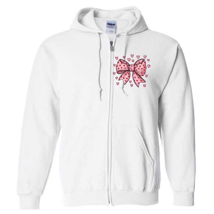 ValentineS Day Heart Coquette Bow Full Zip Hoodie