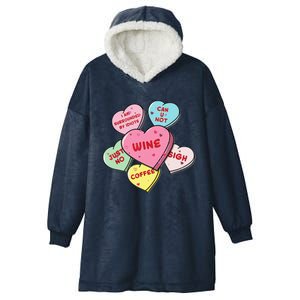 Valentine's Day Hearts With Snarky Messages For Grouchy Gals Hooded Wearable Blanket