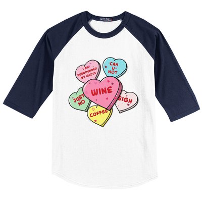 Valentine's Day Hearts With Snarky Messages For Grouchy Gals Baseball Sleeve Shirt