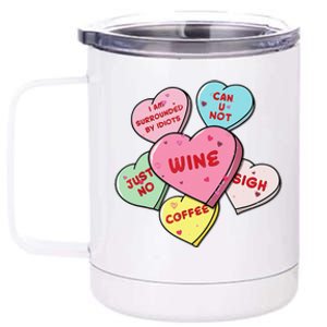 Valentine's Day Hearts With Snarky Messages For Grouchy Gals 12 oz Stainless Steel Tumbler Cup