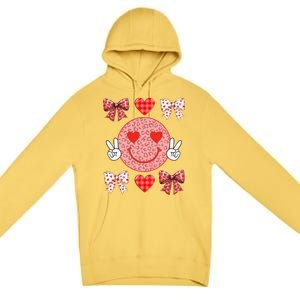 Valentines Day Hearts Leopard Love Funny Women Premium Pullover Hoodie