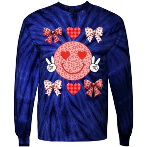 Valentines Day Hearts Leopard Love Funny Women Tie-Dye Long Sleeve Shirt